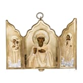 Ikonen-Triptychon mit dem Heiligen Wladimir, Russland, Moskau, Iwan S. Gubkin, um 1890, mit Etui der Firma Olowjanischnikow