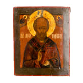 Ikone mit dem Heilgen Nikolaus von Myra, Russland, 19. Jhdt.
