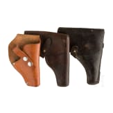 Drei Lederholster f&uuml;r Revolver bzw. Pistolen
