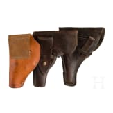 Drei Lederholster f&uuml;r Revolver bzw. Pistolen