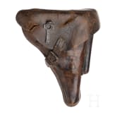 Pistole 08, DWM, 1915, mit Durchschuss, dazu Koffertasche