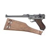Lange Pistole 08, DWM 1917, mit Anschlagbrett