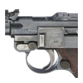 Lange Pistole 08, DWM 1917, mit Anschlagbrett