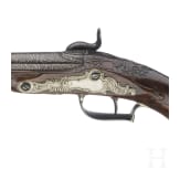 Silbermontierte Perkussionspistole, deutsch, um 1760