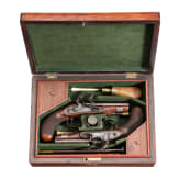 Ein Paar Perkussionspistolen im Kasten, Thomas Doubleday in Newark (GB), um 1825