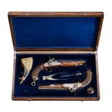 Ein Paar Perkussionspistolen im Kasten, Andres Acha in Eibar (ES), 1842