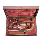 Ein Paar Perkussionspistolen im Kasten, Italien oder Schweiz, um 1850