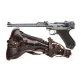 Lange Pistole 08, DWM, 1915, mit Brett und Tasche