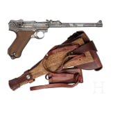Lange Pistole 08, DWM, 1917, mit Brett und Tasche
