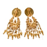 High-quality and deceptively similar copy of a pair of exceptionally large and exquisite Greek gold earrings, late 19th to early 20th century, based on models from the second half of the 4th century B.C.