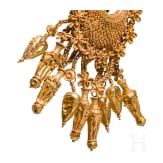 High-quality and deceptively similar copy of a pair of exceptionally large and exquisite Greek gold earrings, late 19th to early 20th century, based on models from the second half of the 4th century B.C.