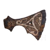 Iron Viking axe with silver inlay in the Jelling style, early to mid-third of the 10th century