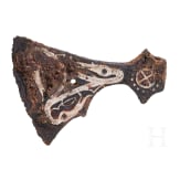 Iron Viking axe with silver inlay in the Jelling style, early to mid-third of the 10th century