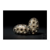 High-quality copy of a pair of oval shell brooches (Viking, early to mid-10th century) from the late 19th century.