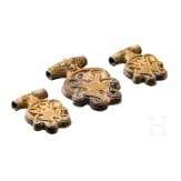 Three gold-plated silver pendants in the shape of a cross, Viking, Hiddensee type, second half of the 10th century