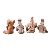 Four Pre-Columbian clay figures, Mexico, Jalisco/Tlatico-culture (two), 100 - 900 AD
