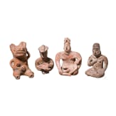 Four Pre-Columbian clay figures, Mexico, Jalisco/Tlatico-culture (two), 100 - 900 AD