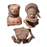 Three Pre-Columbian clay busts, Mexico, Veracruz (one), circa 300 - 1500 AD
