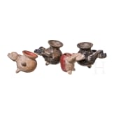 Four Pre-Columbian clay vessels with animal heads, 500 - 1500 AD