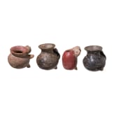 Four Pre-Columbian clay vessels with animal heads, 500 - 1500 AD