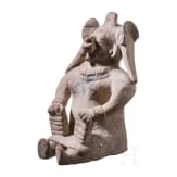 A large Ecuadorian, pre-Colombian, painted female clay figure, probably 500 - 1000 A.D.