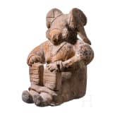 A large Ecuadorian, pre-Colombian female painted clay figure, probably 500 - 1000 A.D.