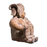 A large Ecuadorian, pre-Colombian female painted clay figure, probably 500 - 1000 A.D.