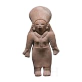 A large Ecuadorian, pre-Colombian, partially painted female clay figure, probably 500 - 1500 A.D.