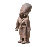 A large Ecuadorian, pre-Colombian, partially painted female clay figure, probably 500 - 1500 A.D.