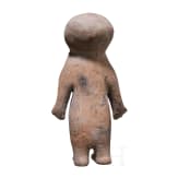 A large Ecuadorian, pre-Colombian, partially painted female clay figure, probably 500 - 1500 A.D.