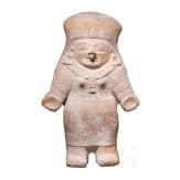 A large Ecuadorian, Pre-Colombian, partially painted female clay figure, probably 500 - 1500 A.D.