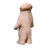 A large Ecuadorian, Pre-Colombian, partially painted female clay figure, probably 500 - 1500 A.D.