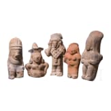 Five small Ecuadorian, pre-Colombian clay figures, probably 500 - 1500 A.D.