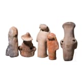 Five small Ecuadorian, pre-Colombian clay figures, probably 500 - 1500 A.D.