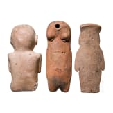 Three Ecuadorian, pre-Colombian painted clay figures, probably 1000 - 1500 A.D.
