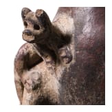 A Costa Rican, pre-Colombian painted tripod clay bowl, probably 800 - 1300 A.D.