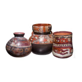 Three Peruvian painted clay vessels, Nazca, probably 3rd - 8th century