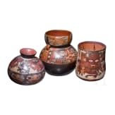 Three Peruvian painted clay vessels, Nazca, probably 3rd - 8th century
