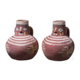 Two Peruvian painted figural clay jugs, probably Nazca, 3rd - 8th century