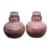 Two Peruvian painted figural clay jugs, probably Nazca, 3rd - 8th century