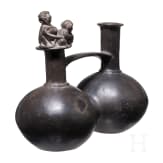 A Peruvian painted clay double-vessel, Chimu culture, probably 11th - 15th century