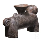 A Peruvian animal-shaped clay vessel, Chimu culture, probably 11th - 15th century