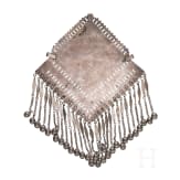 A large, partially gilt Turkmen silver and carnelian Teke pectoral ornament, circa 1900