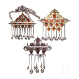 Three Turkmen silver Tumar amulets, circa 1900