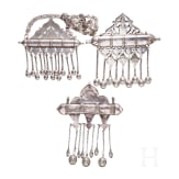 Three Turkmen silver Tumar amulets, circa 1900