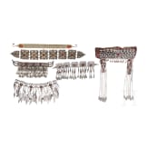 Six partially gilt Turkemen silver headpieces, Tekke, circa 1900 (one not silver)