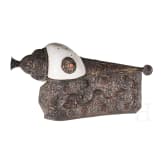 A Tibetan silver-plated conch shell horn, 20th century