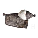 A Tibetan silver-plated conch shell horn, 20th century