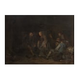 A Dutch interior with dancing peasants, attributed to Cornelis Pietersz Bega, circa 1660