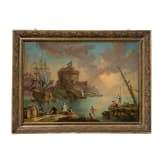 A Greek harbour scene with Turkish fleet, eastern European, circa 1800
